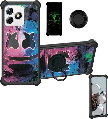 Vista 18 de Aroepurt Funda compatible con Nothing Phone 2a Phone Case Cover [PC duro + silicona suave] [soporte de anillo] [efecto luminoso] YGH-BQ