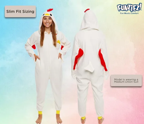 Vista 3 de Slim Fit Adult Onesie - Animal Halloween Costume - Plush Fruit One Piece Cosplay Suit for Women and Men by FUNZIEZ