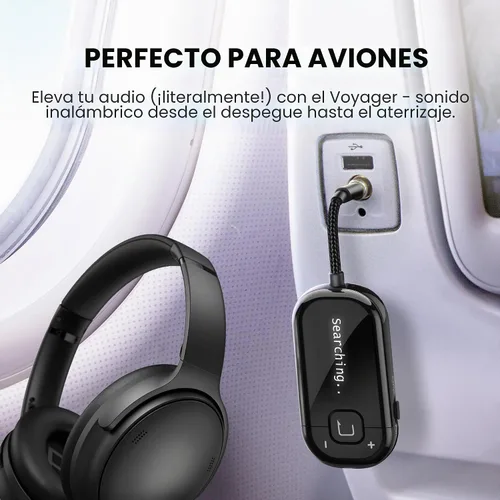 Vista 5 de Avantree Voyager Airplane - Adaptador Bluetooth con pantalla OLED Easy Pairing for AirPods, Bose & Bluetooth Headphones, aptX Adaptive & Auracast