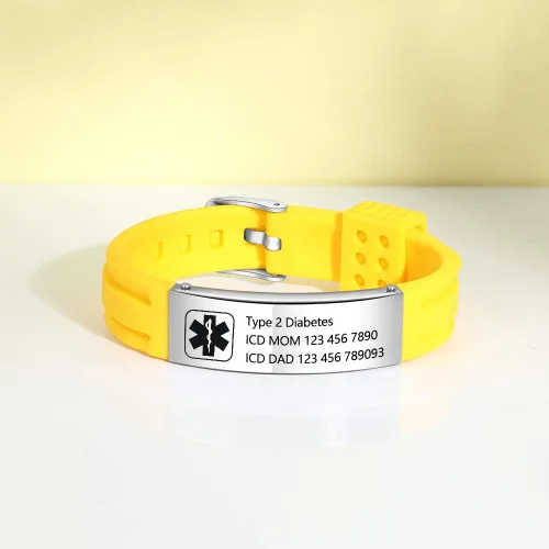 Vista 18 de OPALSTOCK Pulseras médicas personalizadas de silicona ajustable para identificación de emergencias, grabado gratuito, 9 pulgadas, resistente al