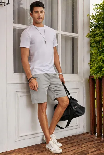 Vista 8 de JMIERR Men's Casual Shorts - Cotton Drawstring Summer Beach Stretch Twill Chino Golf Shorts