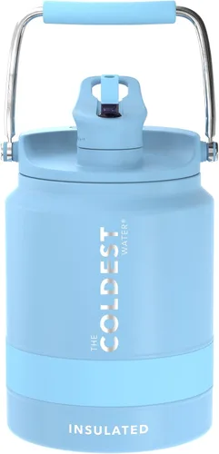 Vista 2 de The Coldest Water Bottle - Botella de un galón de agua con tapa superior abatible, con popote, botella de agua de 128 oz (1 galón)