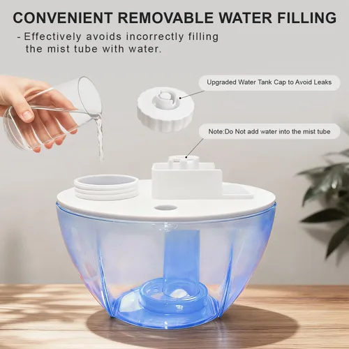 Vista 5 de Humidificador ultrasónico de niebla fría KVM, humidificadores de aire silenciosos para dormitorio, guardería, oficina y plantas