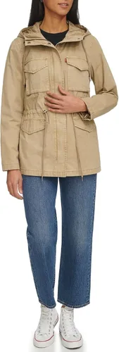 Vista 8 de Levi's Women's Four Pocket Hooded Military Jacket Algodón Camel