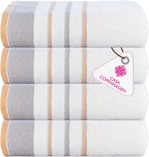 Vista 64 de CASA COPENHAGEN Exotic - Juego de 6 toallas de diseño de 100% algodón egipcio, color azul aguamarina, 550 GSM, 2 toallas de baño, 2 toallas de baño
