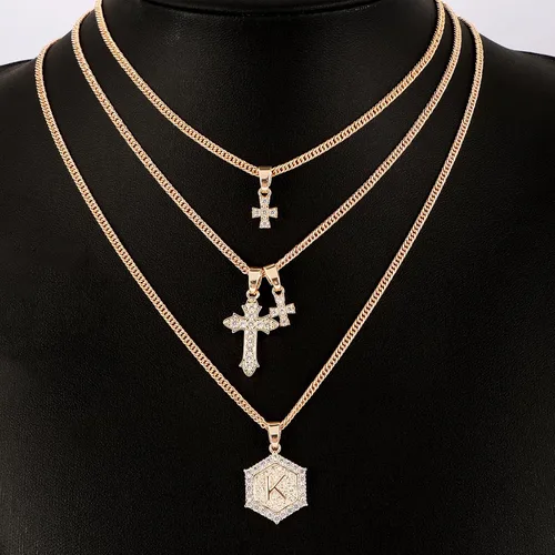 Vista 2 de Cross Necklace for Women,18K Gold Plated CZ Cross Pendant Necklace,Double Cross Necklace with Gold Chain Cross Necklace Trendy Jewelry Gifts for