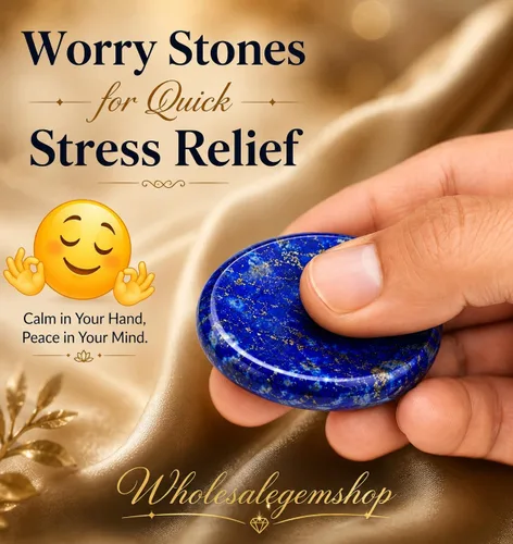 Vista 2 de GEMSCITE Piedras antiestrés del pulgar metafísicas con gemas preciosas para sanación con cristales Reiki, para hombres y mujeres, regalo Feng Shui