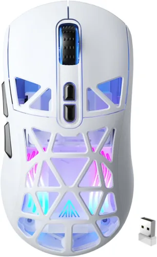 Vista 10 de SOLAKAKA SM802 - Ratón inalámbrico para juegos, 10000 DPI, triple modo con cable/BT 5.0/2.4GHz con botón lateral, mouse macro programable RGB