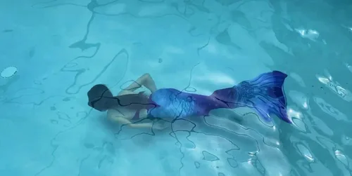Vista 7 de DNFUN Colas de sirena para nadar para niñas, traje de baño de sirena con monoaleta