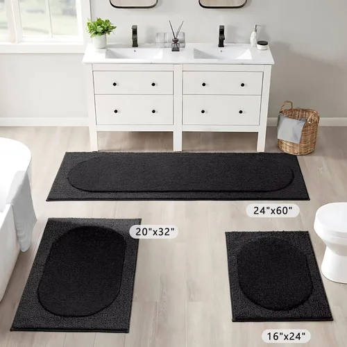 Vista 6 de DEXDE Alfombras de baño 24x16, alfombrillas de microfibra extra suaves y peludas, antideslizantes, absorbentes, de secado rápido, lavables a