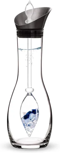 Vista 25 de VitaJuwel Era Five Elements Jarra de agua de cristal con amatista · Calcedonia · Madera petrificada · Cuarzo rosa y ágata Alineación · Puesta a