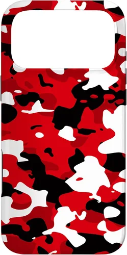 Vista 22 de iPhone 16 Negro + Blanco + Rojo Camuflaje Patrón Funda