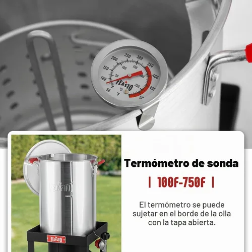 Vista 6 de Feasto Freidora de pavo de 30 cuartos de galón y caldera de cangrejos 2 en 1, olla de aluminio para exteriores con cesta y quemador, perfecto