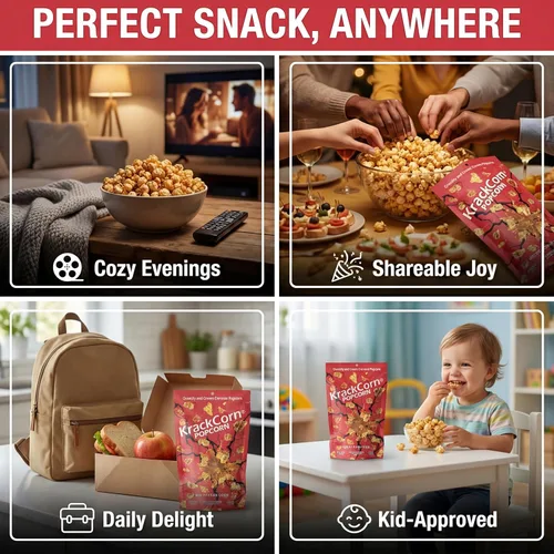 Vista 5 de KrackCorn Palomitas de maíz de caramelo, sin OMG, sin gluten, sin alta fructosa, sin culpa, delicia nocturna de película no grasa, 1.25 onzas
