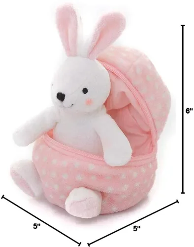 Vista 9 de Plushland - Muñeco de peluche (6 pulgadas), diseño de animal de peluche dentro de un huevo con cremallera; regalo ideal para niños y niñas