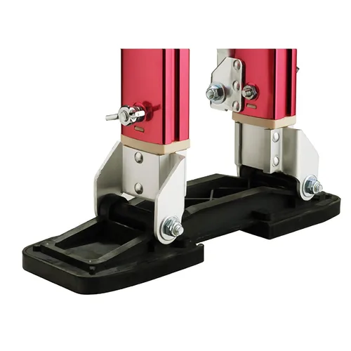 Vista 7 de Pentagon Tools - Pilotes de aluminio con resorte de 18 a 30 pulgadas con una correa de talón de bloqueo para construcción, pintura y acabado (rojo)