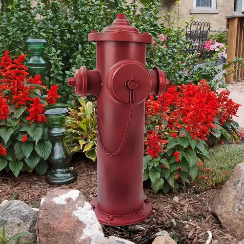 Vista 5 de Design Toscano Estatua de boca de incendios para cachorros y almacenamiento Contenedor Grande 23 pulgadas Metal A todo color Para jardín