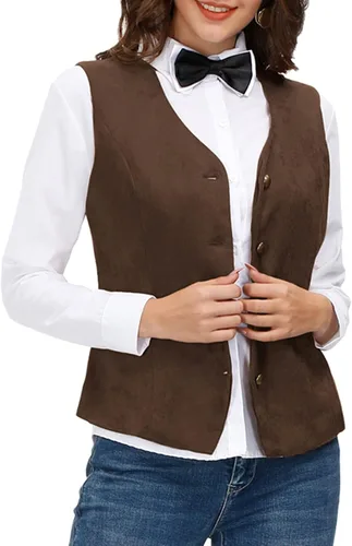 Vista 4 de GRACE KARIN Chaleco de chaleco vintage para mujer, vestido steampunk, chaqueta jacquard