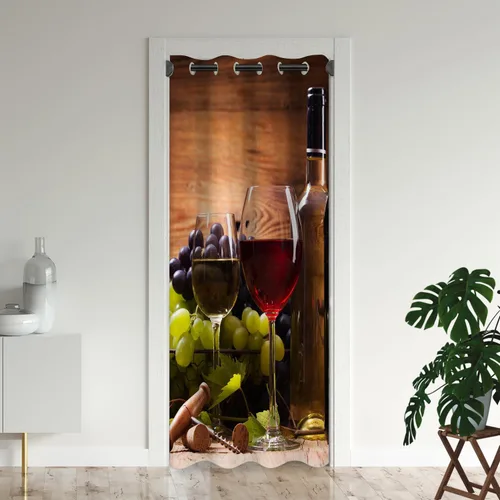 Vista 7 de Cortinas opacas románticas rústicas para puerta de vino de uva de granja para puertas de entrada, cortina opaca romántica para armario de dormitorio