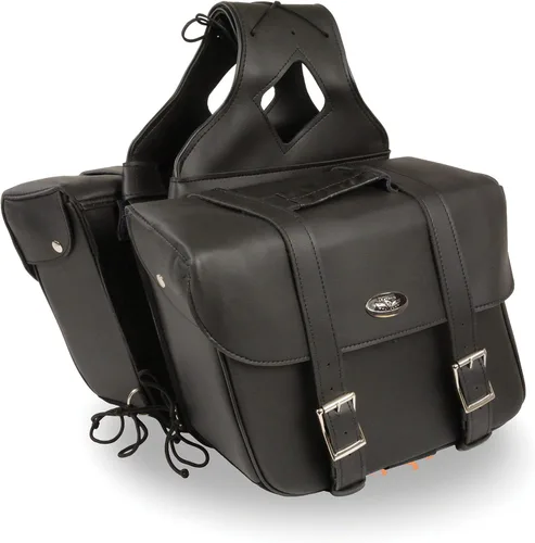 Vista 15 de Milwaukee Leather SH66901ZB - Alforjas medianas de PVC negro con 2 correas, colocación por encima, con ribetes reflectantes - Talla única