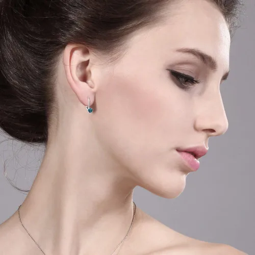 Vista 2 de Gem Stone King Aretes de oro macizo de 14 quilates con piedra natal redonda de 0.157 in Aretes de oro para mujer