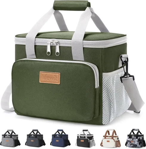 Vista 35 de Lifewit Lonchera mediana aislada, suave y refrigerante, para adultos, hombres y mujeres, color negro, 12 latas (9L)