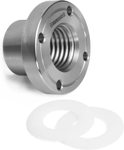 Vista 6 de Placa frontal de torno de madera de acero de 2 pulgadas con mandril roscado y dos arandelas de nailon, compatible con torno de carpintería