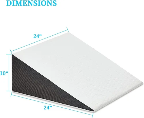 Vista 5 de Almohada de cuña para cama Touchutopia para dormir, almohada en forma de triángulo de 10" 24" 24", parte superior de espuma viscoelástica Gris