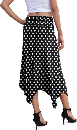 Vista 4 de PrinStory - Faldas casuales de mujer para el verano, falda midi, con dobladillo y holgado, de ajuste suave