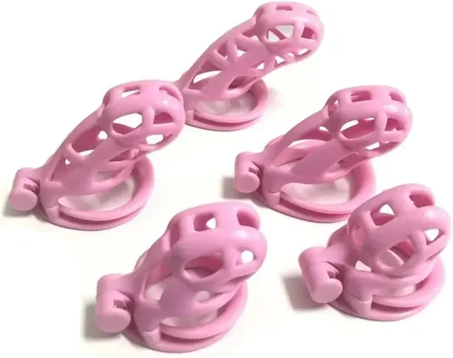Vista 7 de Dispositivo de castidad masculina de resina 2.0, dispositivo de castidad masculina con 4 anillos para el pene, jaula de castidad ligera para hombre