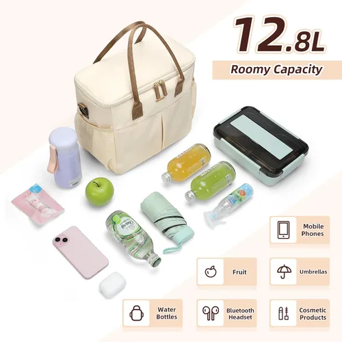 Vista 8 de MDODO Bolsas de almuerzo grandes aisladas para mujeres y hombres, lonchera para adultos con correa para el hombro para el trabajo, pícnics, salidas