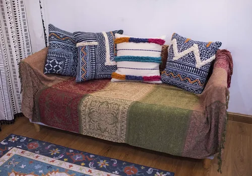 Vista 4 de AIVIA Manta bohemia para sofá, futón, funda para silla reclinable, funda de sofá tejida de felpilla colorida, decoración bohemia – 60 x 75 pulgadas