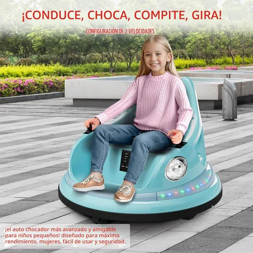 Vista 4 de Coche parachoques para niños, auto parachoques de 12 V para niños pequeños con control remoto, 2 velocidades, 2 modos de conducción, giro de 360°