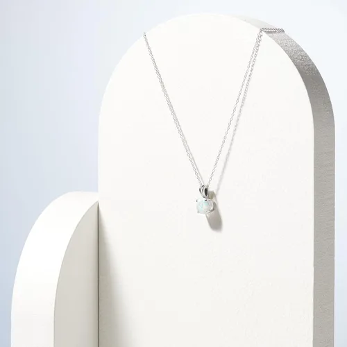 Vista 4 de Amazon Essentials Collar con colgante de piedra natal de corte redondo de plata de ley de 18 pulgadas (anteriormente colección Amazon)