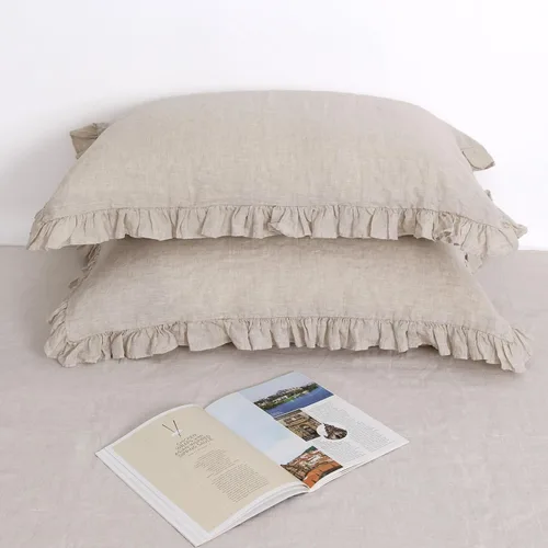 Vista 25 de Linen World - Juego de 2 fundas de almohada de lino francés, fundas de almohada que absorben la humedad lavadas a la piedra