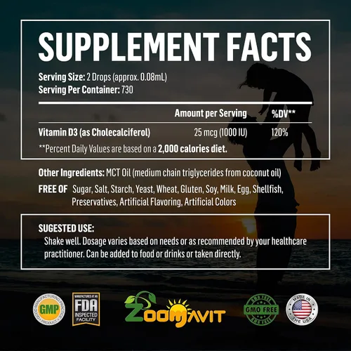 Vista 7 de Gotas de vitamina D para bebés, gotas de vitamina D para bebés, 1000 UI, 2 onzas líquidas, vitamina D3 orgánica con fórmula de máxima absorción