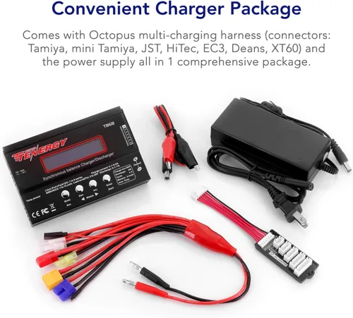 Vista 2 de Tenergy 1S-6S Digital Battery Pack Charger for Li-Fe/Li-PO/NiCd/NiMH Packs Balance Charger Discharger w/Tamiya/JST/EC3/HiTec/Deans Connectors + Lipo