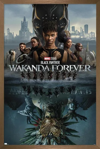 Vista 16 de Marvel Black Panther: Wakanda Forever - Póster de pared de una hoja, 22.4 pulgadas de largo x 14.7 pulgadas de ancho, versión enmarcada de madera