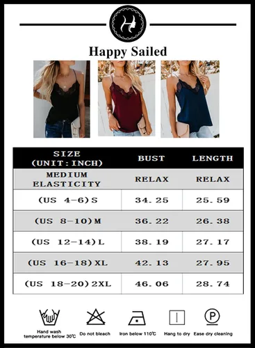 Vista 3 de Happy Sailed Camisolas de encaje para mujer, sexy, cuello en V, espalda cruzada, sin mangas, para verano