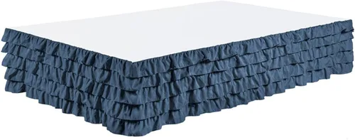 Vista 4 de Falda de cama escalonada con volantes de cascada 100% microfibra cepillada con caída de 14 pulgadas, tamaño individual, color azul Allure