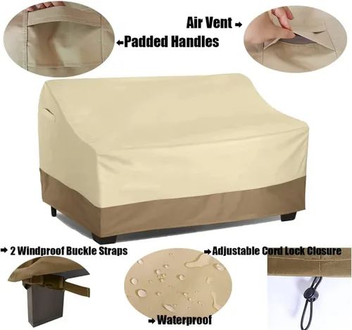 Vista 2 de Rutile Funda para Sofá de Patio de Servicio Pesado, 100% Impermeable, Funda para Sofá Lounge Profundo de 2 Plazas para Exteriores, Fundas