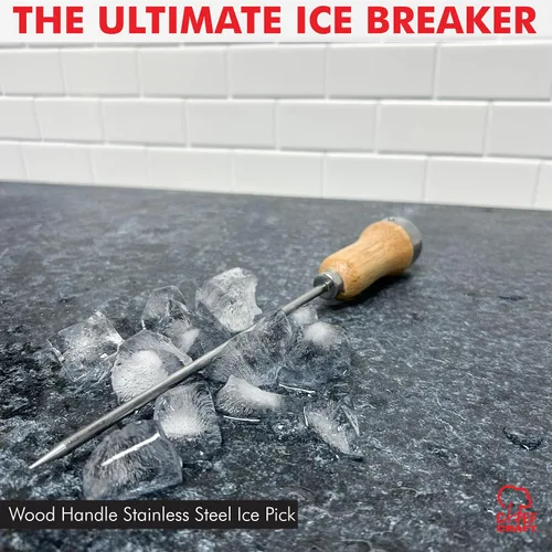 Vista 2 de Chef Craft - Seleccione palillo de hielo con mango de madera, herramienta para romper hielo de acero chapado con mango de madera, hoja de 10