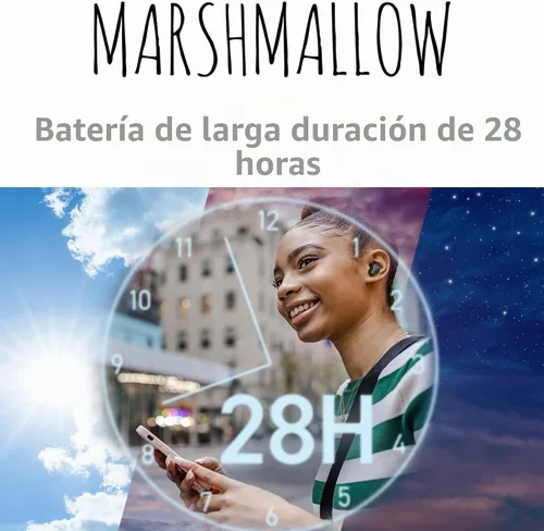 Vista 5 de JVC Marshmallow - Auriculares inalámbricos Bluetooth 5.3 con batería de 28 horas, auriculares de espuma viscoelástica para comodidad durante todo