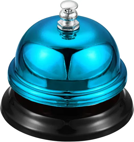 Vista 14 de uxcell Campana de escritorio, 3.346 in (3.35 pulgadas) para restaurantes, servicio, azul