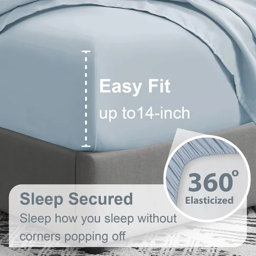 Vista 5 de Swift Home Juego de sábanas de microfibra de 6 piezas (incluye 2 fundas de almohada), cepillado ultrasuave, extremadamente duradero, fácil ajuste