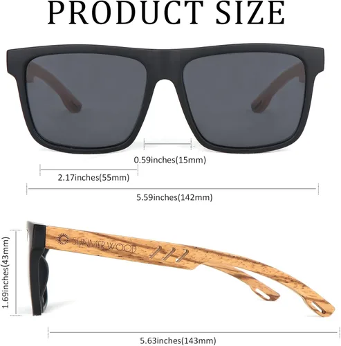 Vista 4 de Gafas de sol de madera para hombres y mujeres lentes polarizadas vintage protección UV gafas de sol de madera de bambú