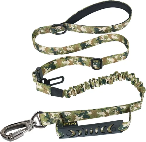Vista 12 de Hotsky Correa táctica para perro resistente para perros medianos y grandes que tiran, 4-6 pies, resistente correa elástica para perro que absorbe