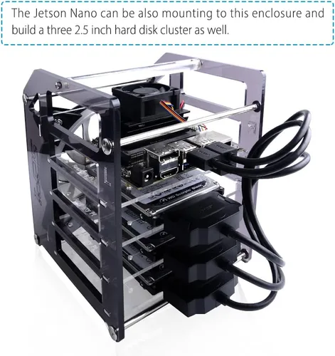Vista 5 de GeeekPi Carcasa apilable para Raspberry Pi, Pi con ventilador de refrigeración 4.724 in RGB LED 5V ventilador para Raspberry Pi 4B/3B+/3B/2B/B+