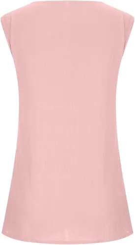 Vista 6 de ZZWXWA Women Shirts Flowy Sleeveless Cotton Linen Shirts Tunic Tops to Wear with Leggings Loose Fit Solid Round Neck T-Shirt