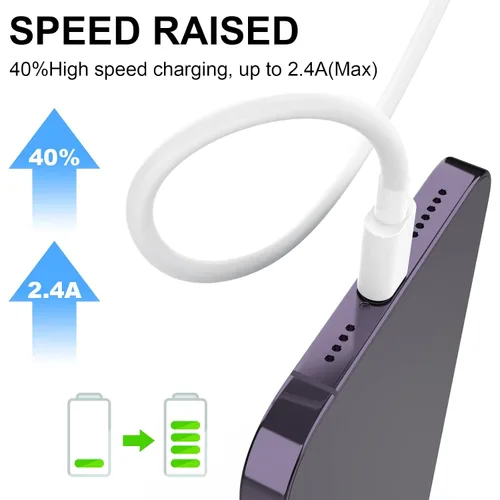 Vista 4 de Estbuc Cargador para iPhone [certificado Apple MFi], paquete de 5 cables Lightning de 10 pies de largo, de carga rápida, cable de sincronización